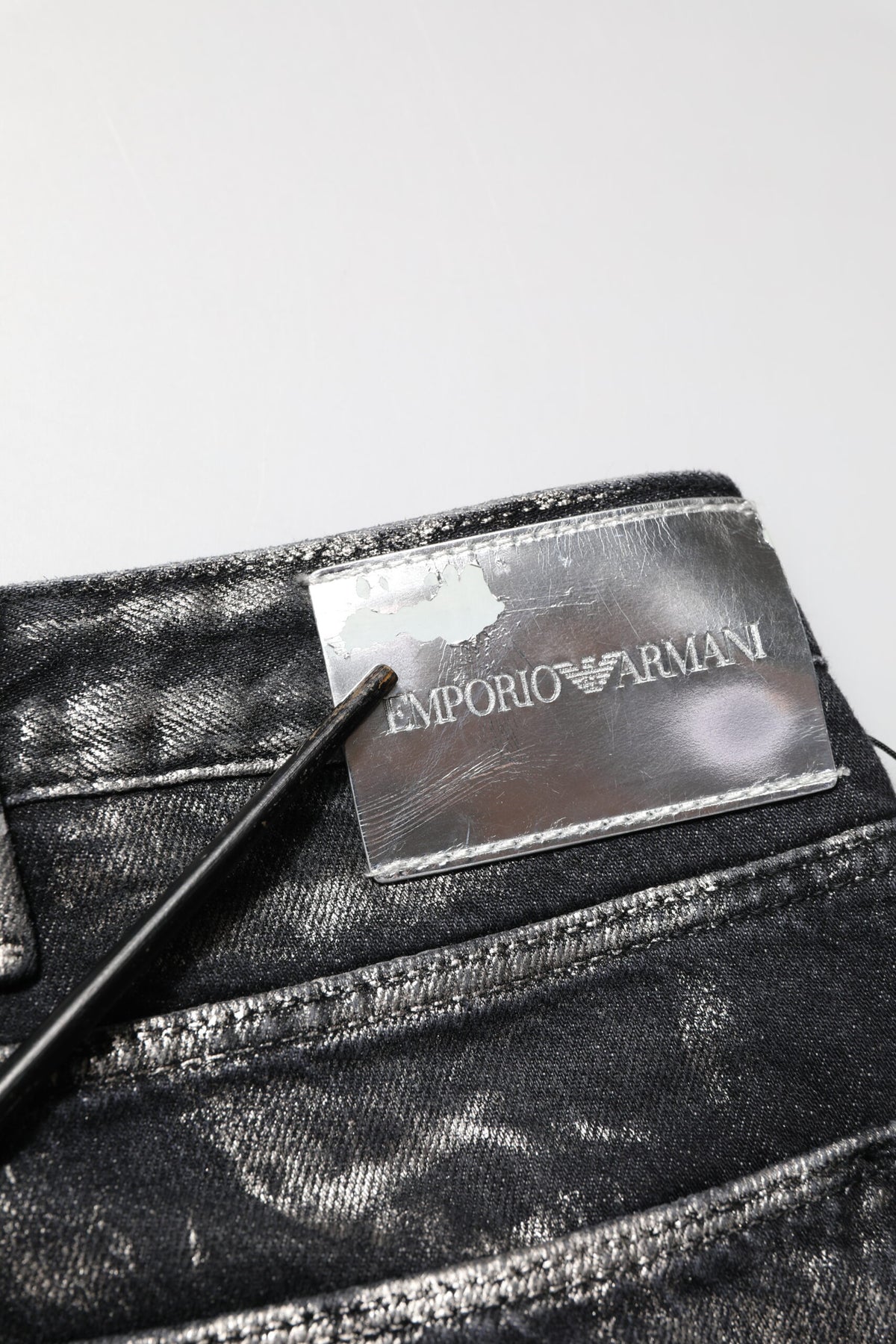 Jean slim en jean délavé noir pour homme Emporio Armani