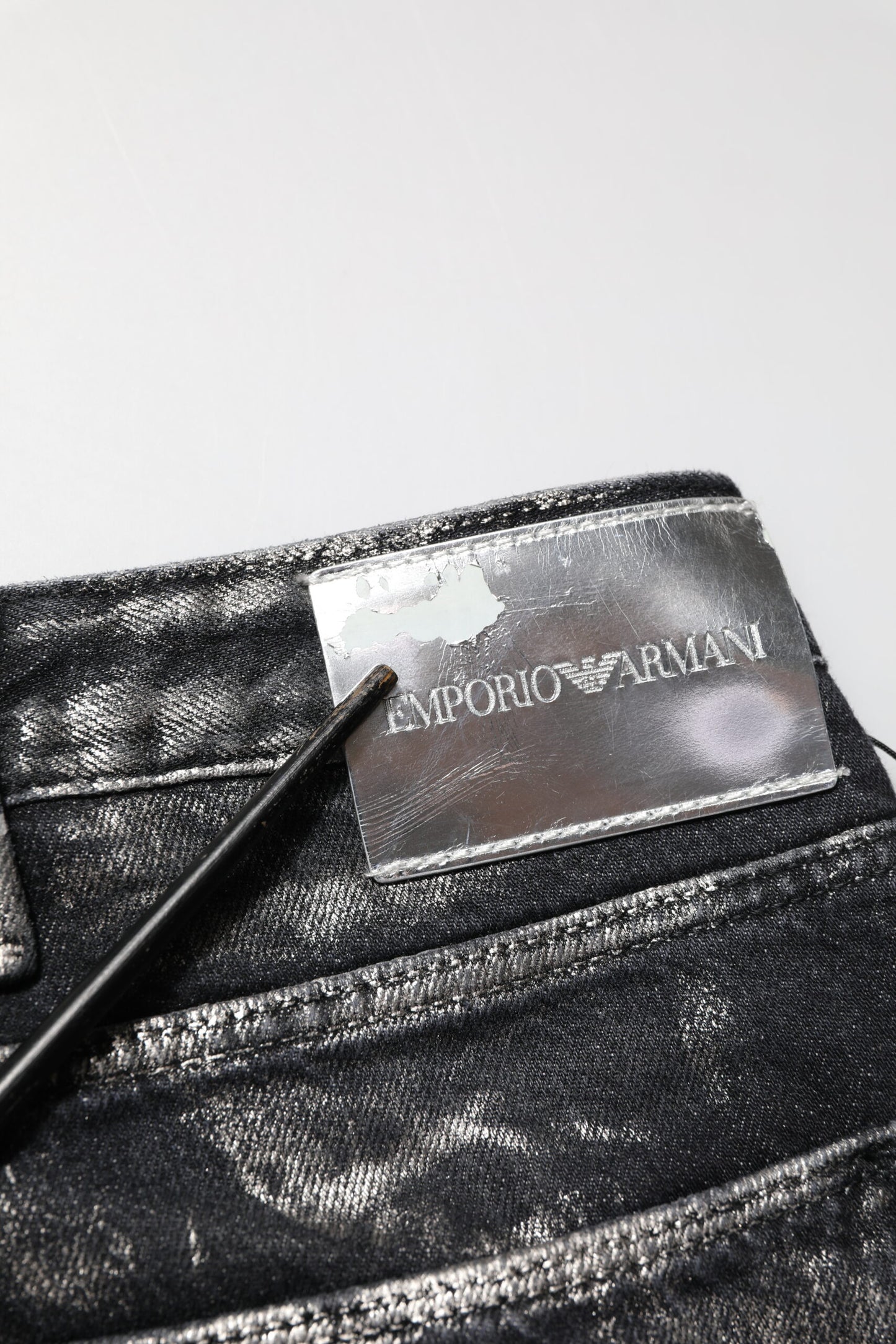 Jean slim en jean délavé noir pour homme Emporio Armani