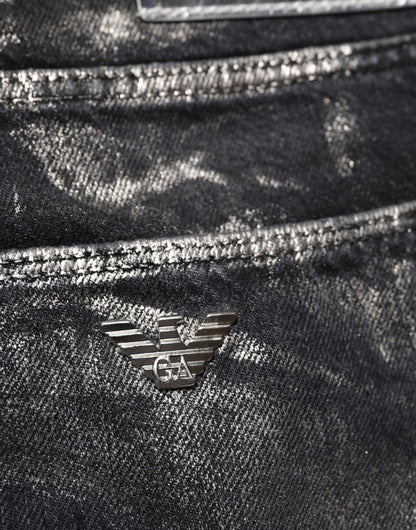 Jean slim en jean délavé noir pour homme Emporio Armani