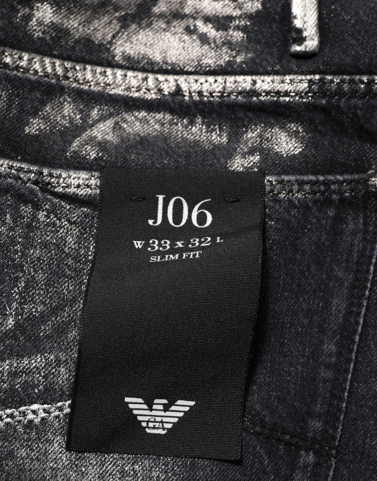 Jean slim en jean délavé noir pour homme Emporio Armani