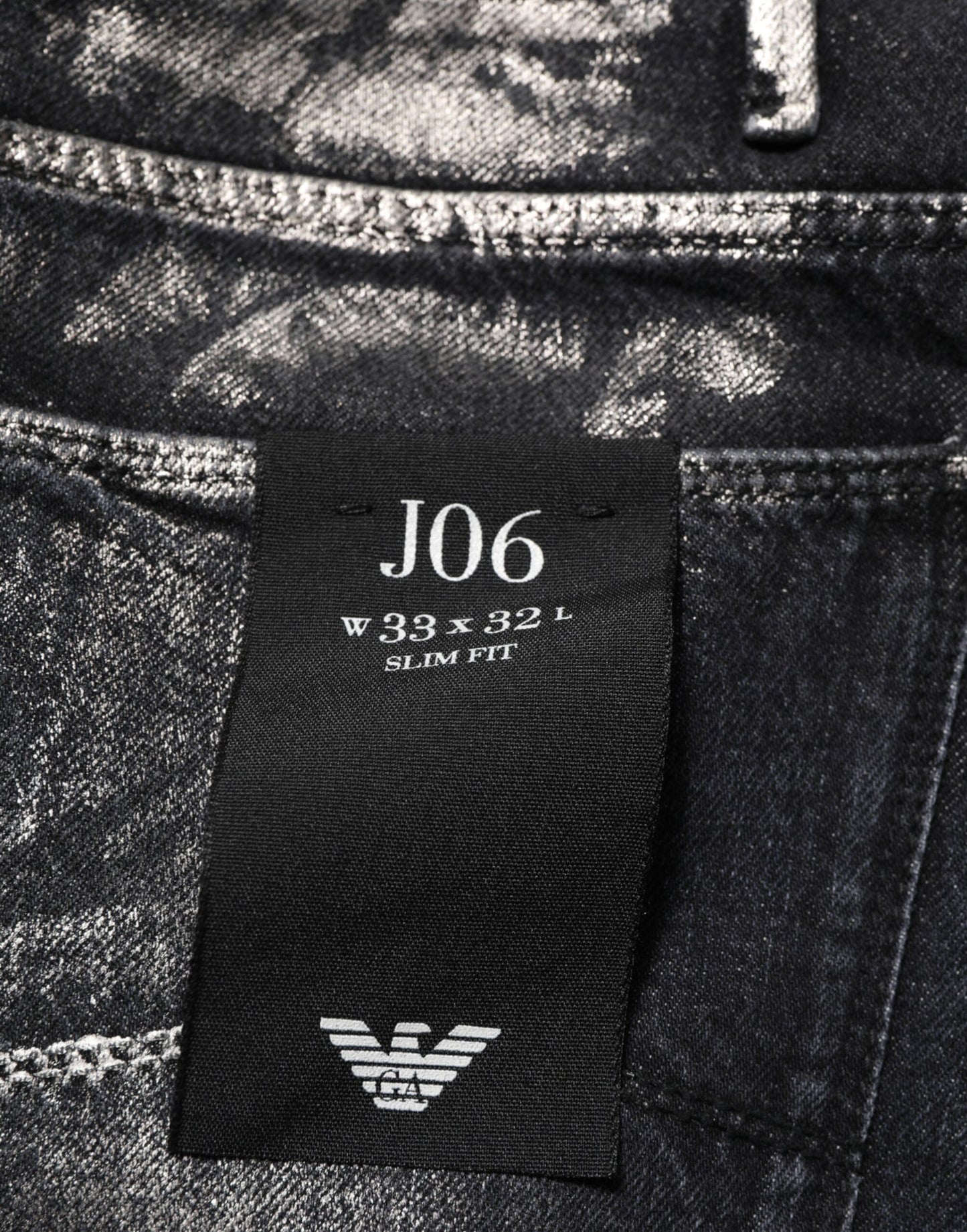 Jean slim en jean délavé noir pour homme Emporio Armani