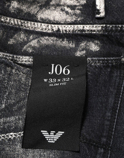 Jean slim en jean délavé noir pour homme Emporio Armani