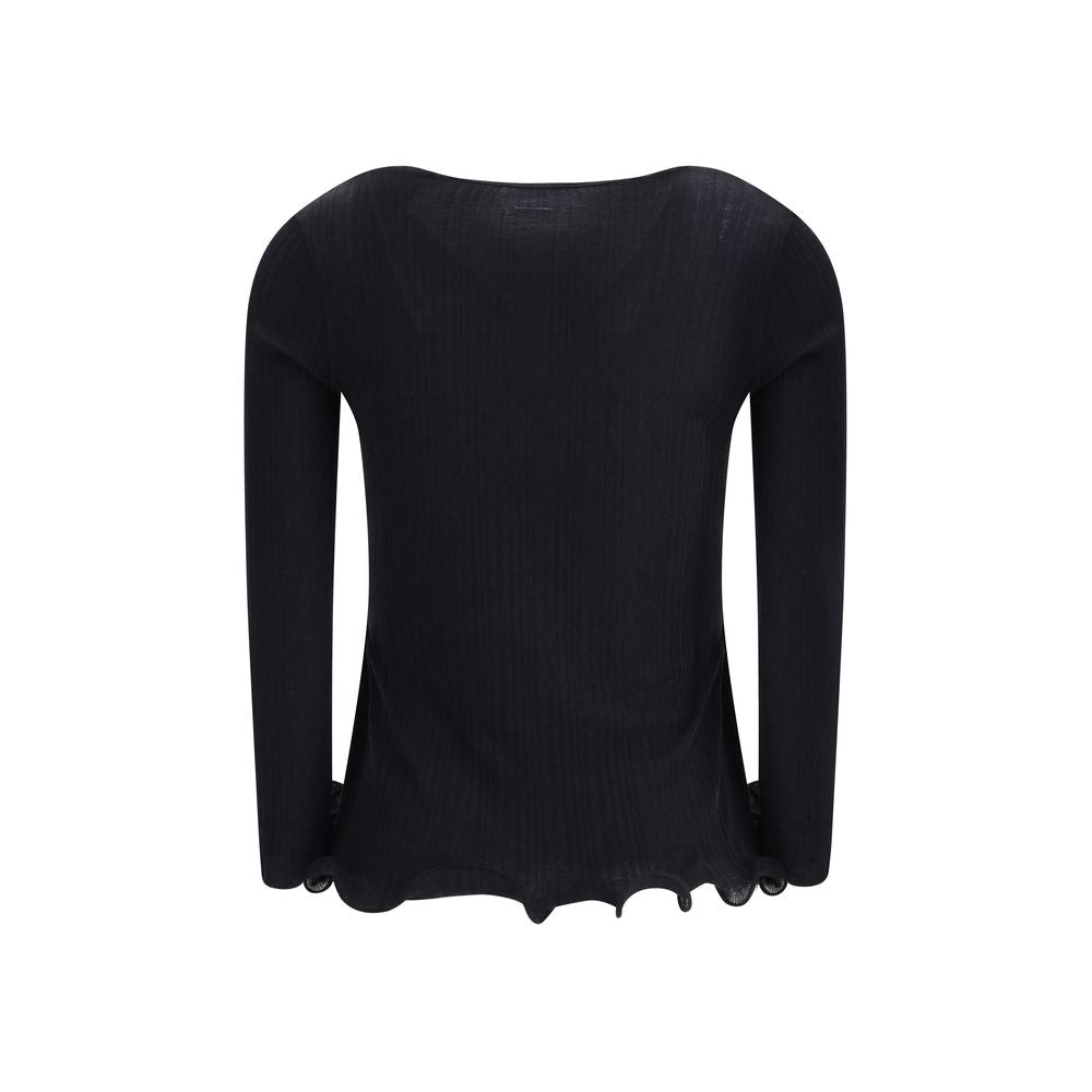 Top en laine vierge à manches longues Fendi