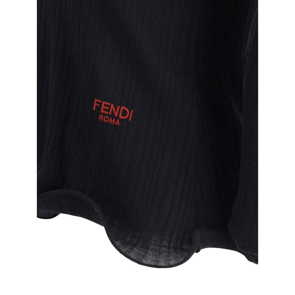 Top en laine vierge à manches longues Fendi