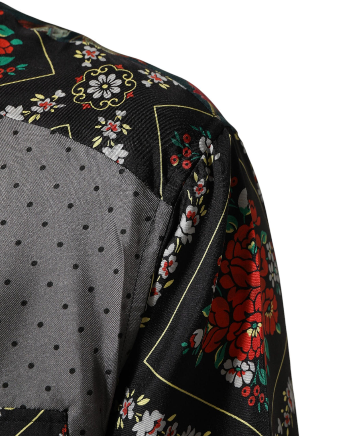 Chemise en soie à manches longues multicolore et patchwork de Dolce &amp; Gabbana