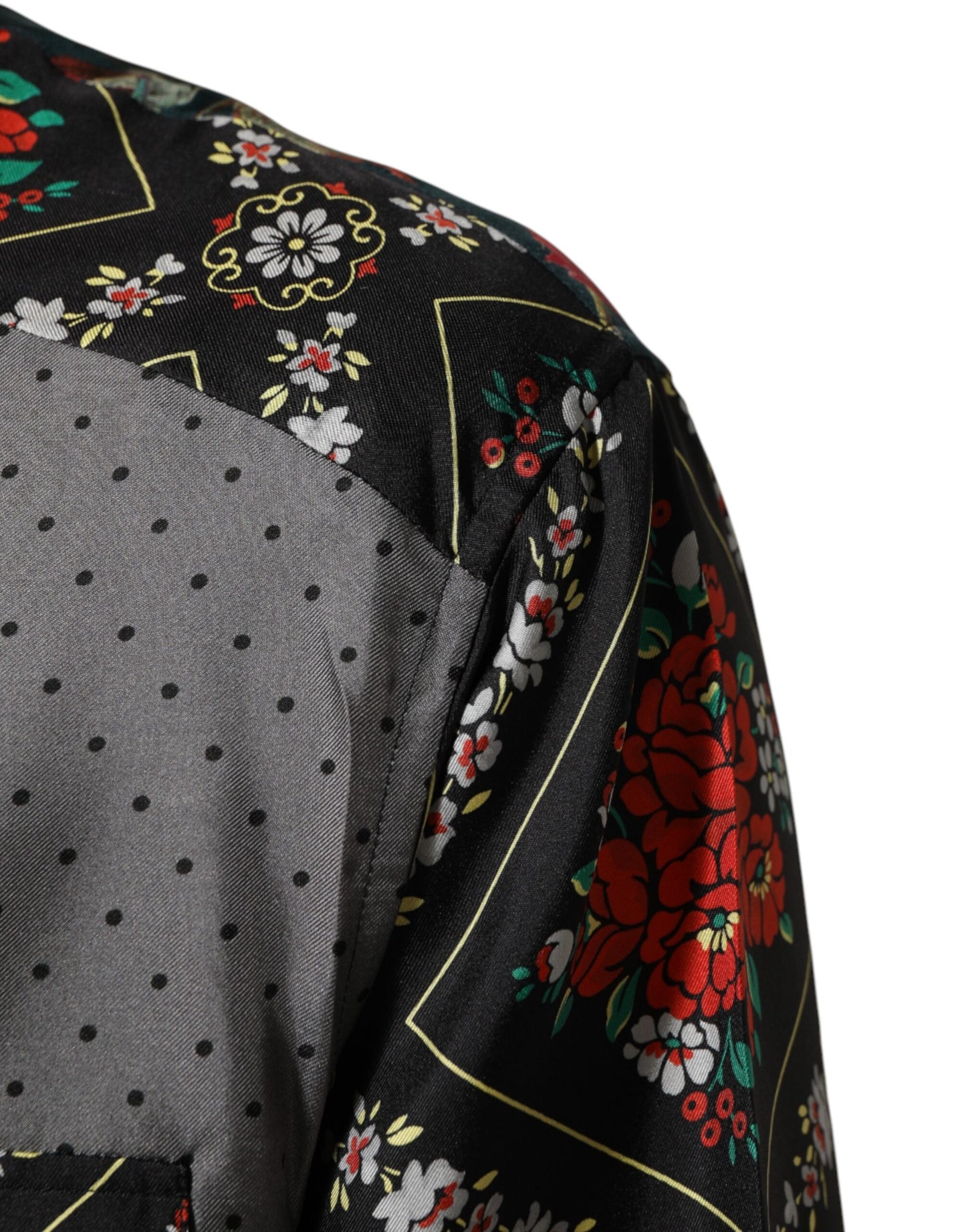 Chemise en soie à manches longues multicolore et patchwork de Dolce &amp; Gabbana