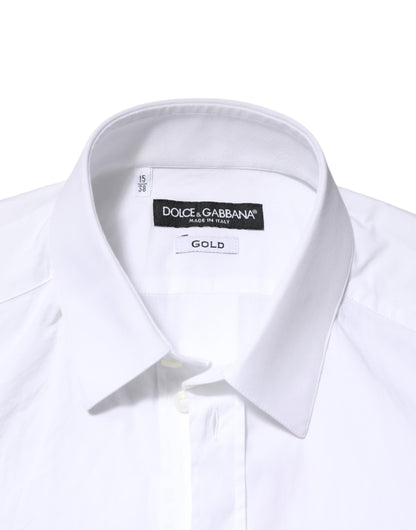 Chemise de ville formelle pour homme en coton blanc doré de Dolce &amp; Gabbana