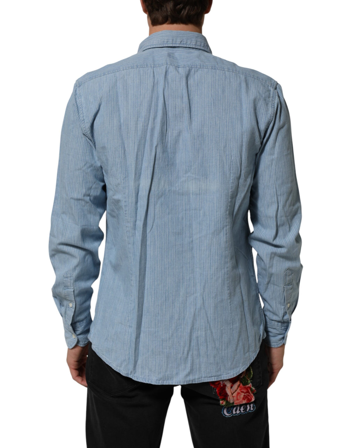Deperlu Chemise en Denim Bleu Ajustement Régulier à Col Longues Manches