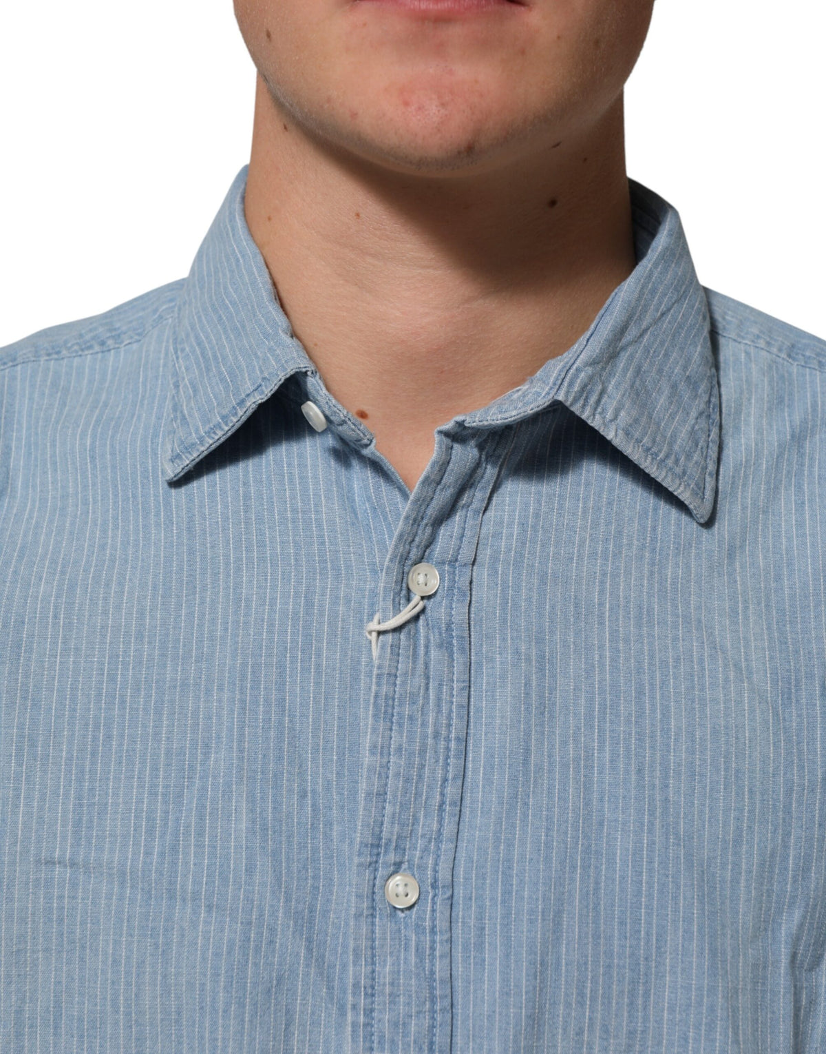 Deperlu Chemise en Denim Bleu Ajustement Régulier à Col Longues Manches