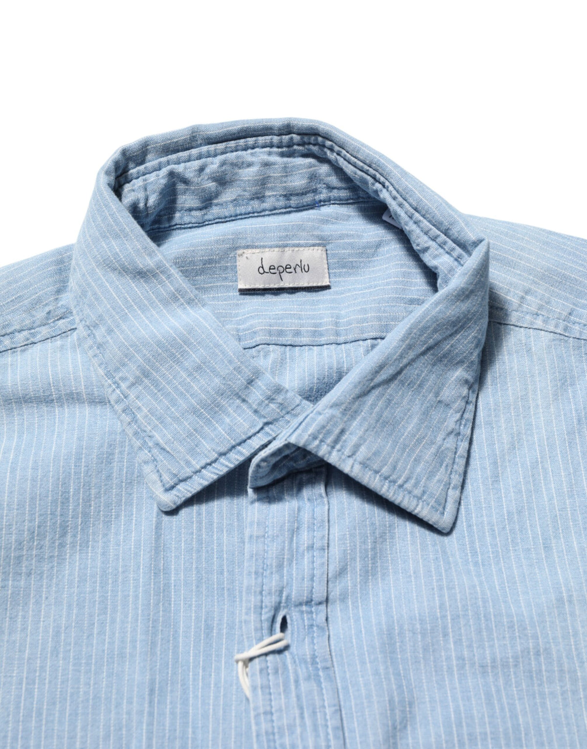 Deperlu Chemise en Denim Bleu Ajustement Régulier à Col Longues Manches