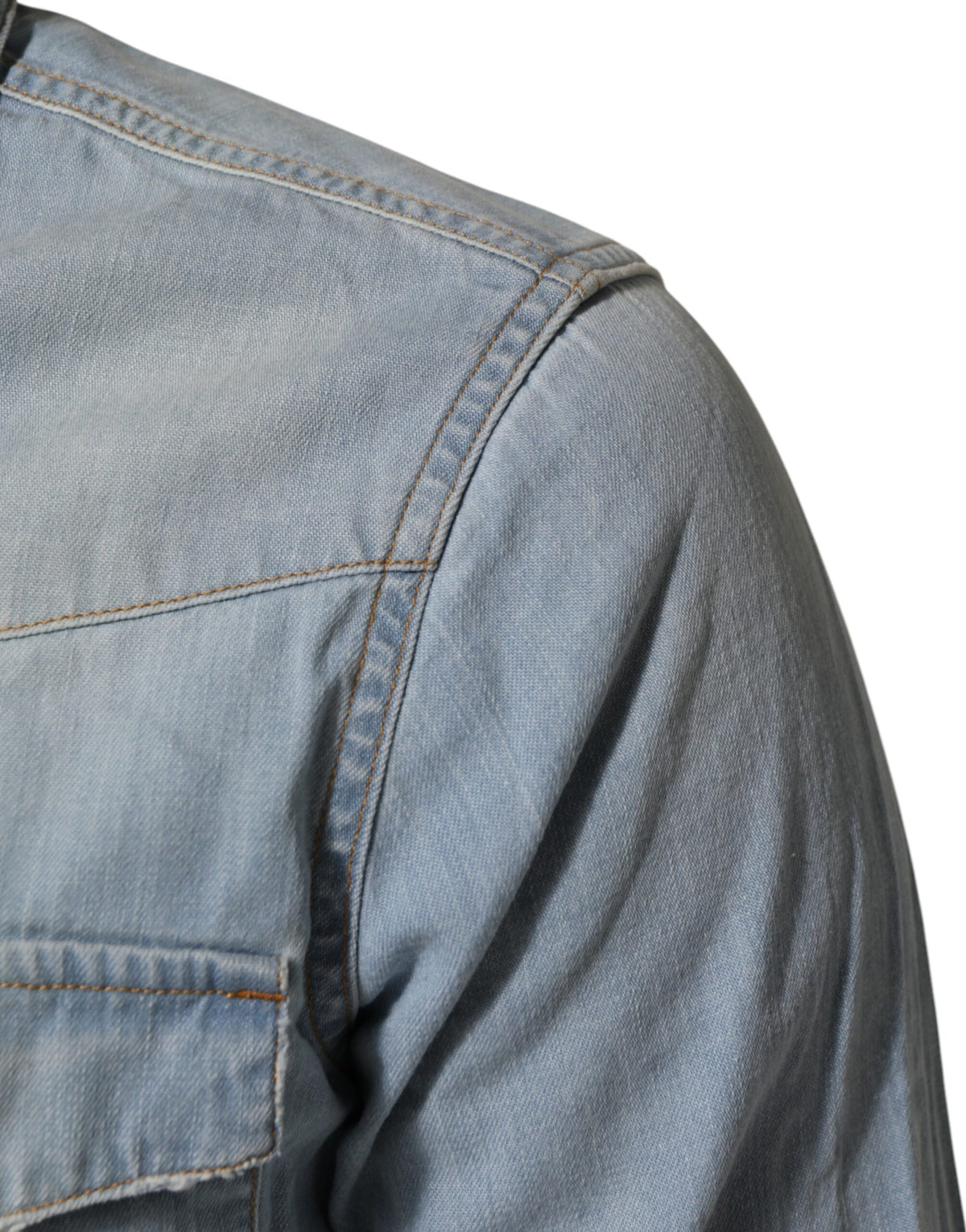 Maison Clochard Light Blue Denim Collared Long Sleeve Shirt
