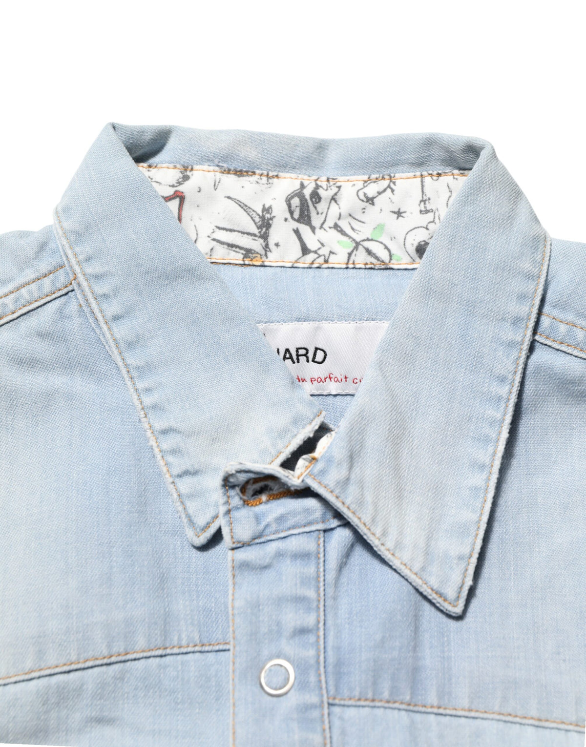 Maison Clochard Light Blue Denim Collared Long Sleeve Shirt