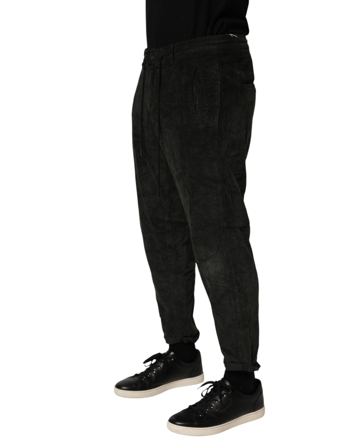 Pantalon Cropped en Velours Côtelé Noir Dondup pour Homme
