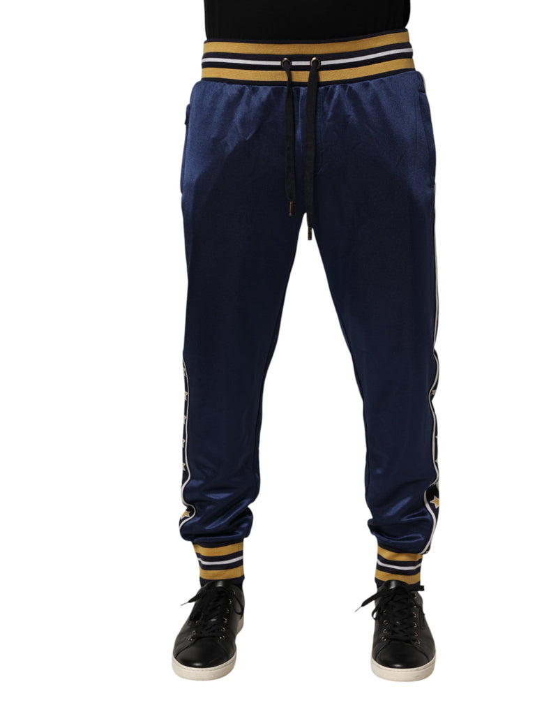 Dolce &amp; Gabbana Blauwe Nylon Jogger Mid Waist Broek