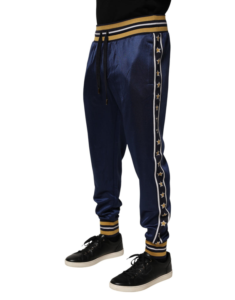 Dolce &amp; Gabbana Blauwe Nylon Jogger Mid Waist Broek