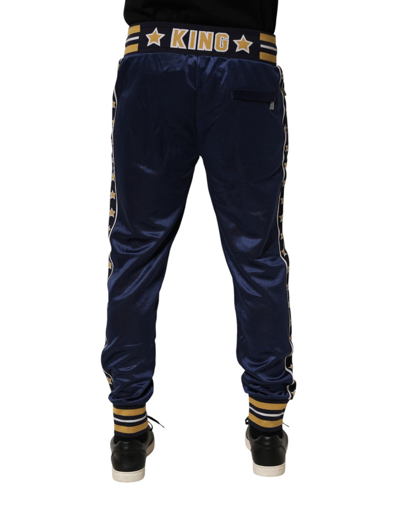 Dolce &amp; Gabbana Blauwe Nylon Jogger Mid Waist Broek