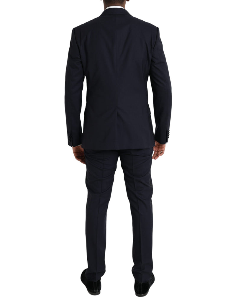 Dolce & Gabbana Blue Wool MARTINI 1 Button Men 3 Piece Suit