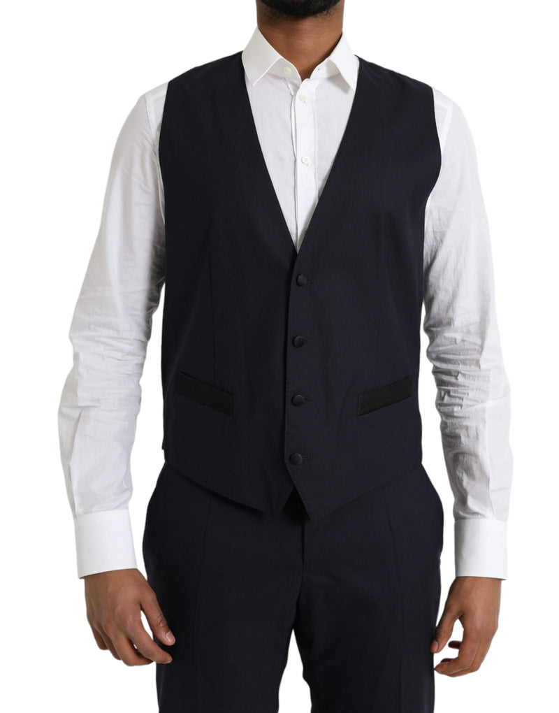 Dolce & Gabbana Blue Wool MARTINI 1 Button Men 3 Piece Suit