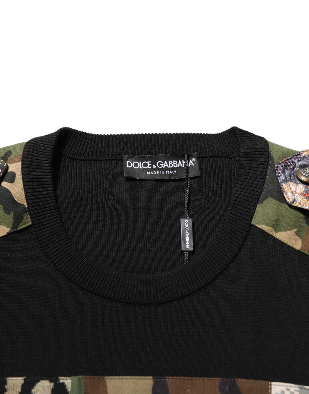 Pull Dolce &amp; Gabbana noir à patchwork et col rond
