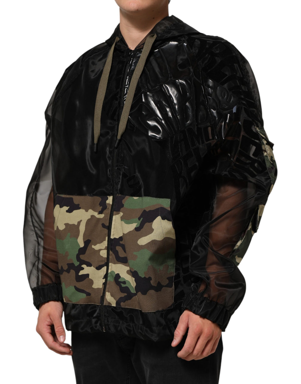 Pull à capuche zippé Dolce &amp; Gabbana camouflage noir pour homme