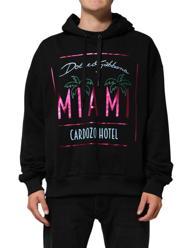 Sweat-shirt à capuche noir imprimé Dolce &amp; Gabbana pour homme