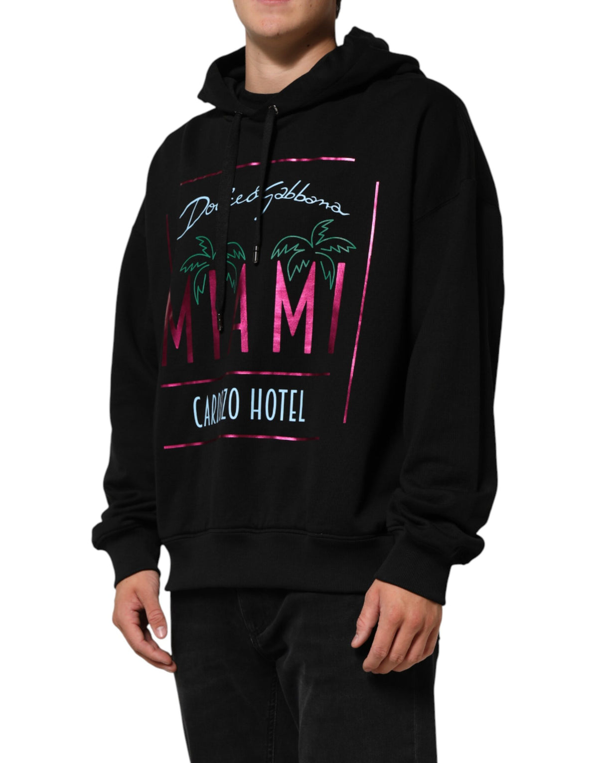 Sweat-shirt à capuche noir imprimé Dolce &amp; Gabbana pour homme