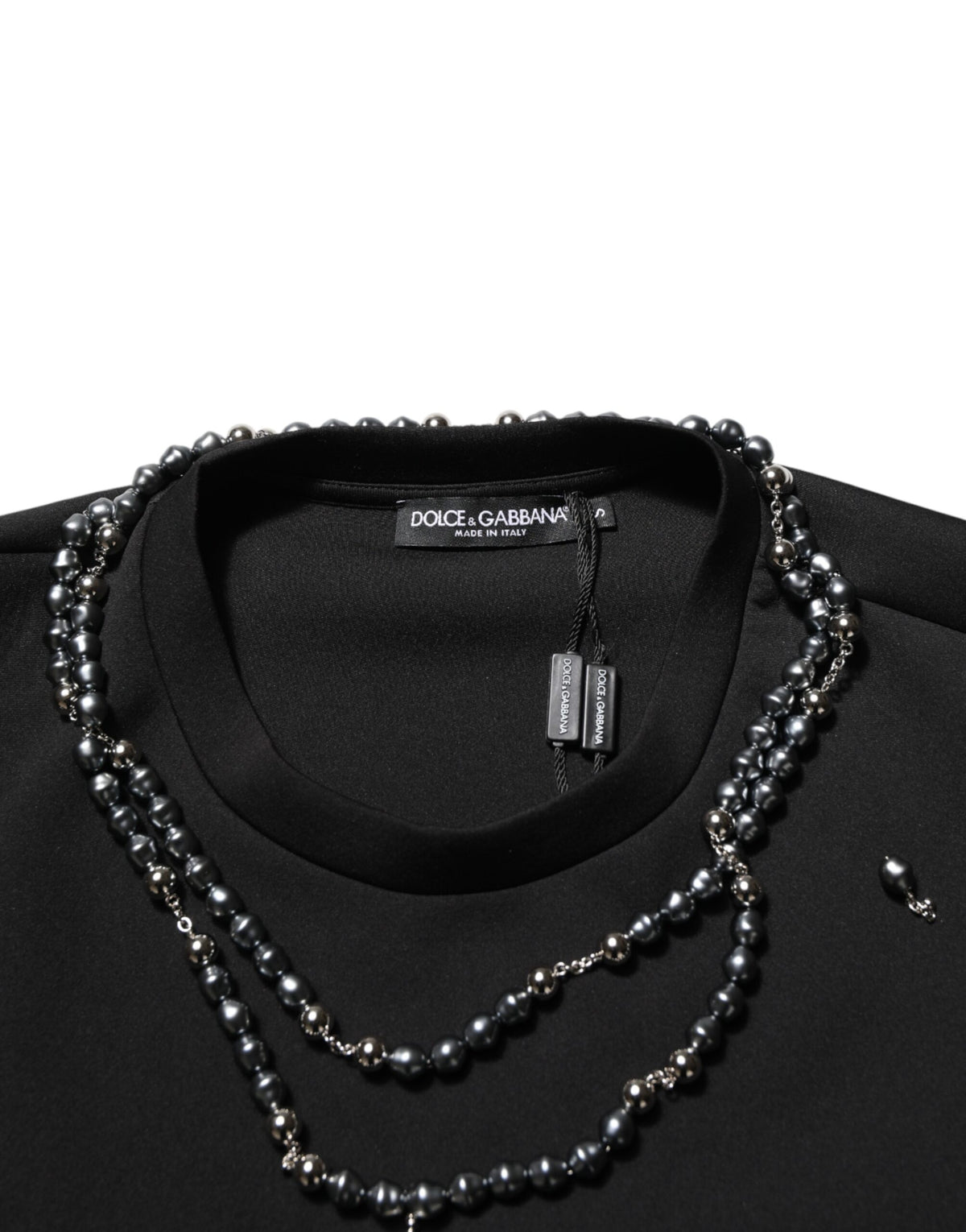 T-shirt orné d'un collier en polyester noir Dolce &amp; Gabbana