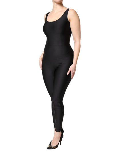 Zwarte, mouwloze, aansluitende jumpsuit van Dolce &amp; Gabbana voor dames.