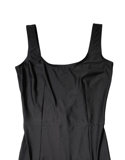 Zwarte, mouwloze, aansluitende jumpsuit van Dolce &amp; Gabbana voor dames.