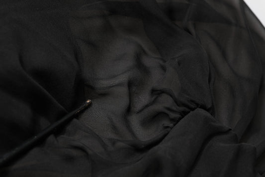 Robe V-neck en tulle de soie noire Dolce & Gabbana