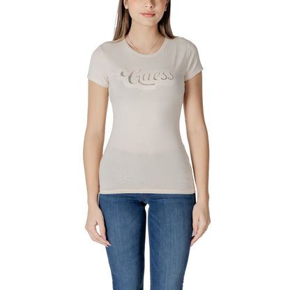 T-shirt en coton beige Guess