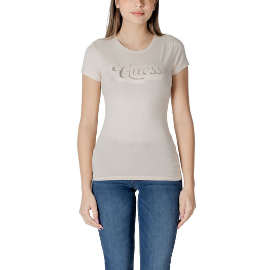 T-shirt en coton beige Guess