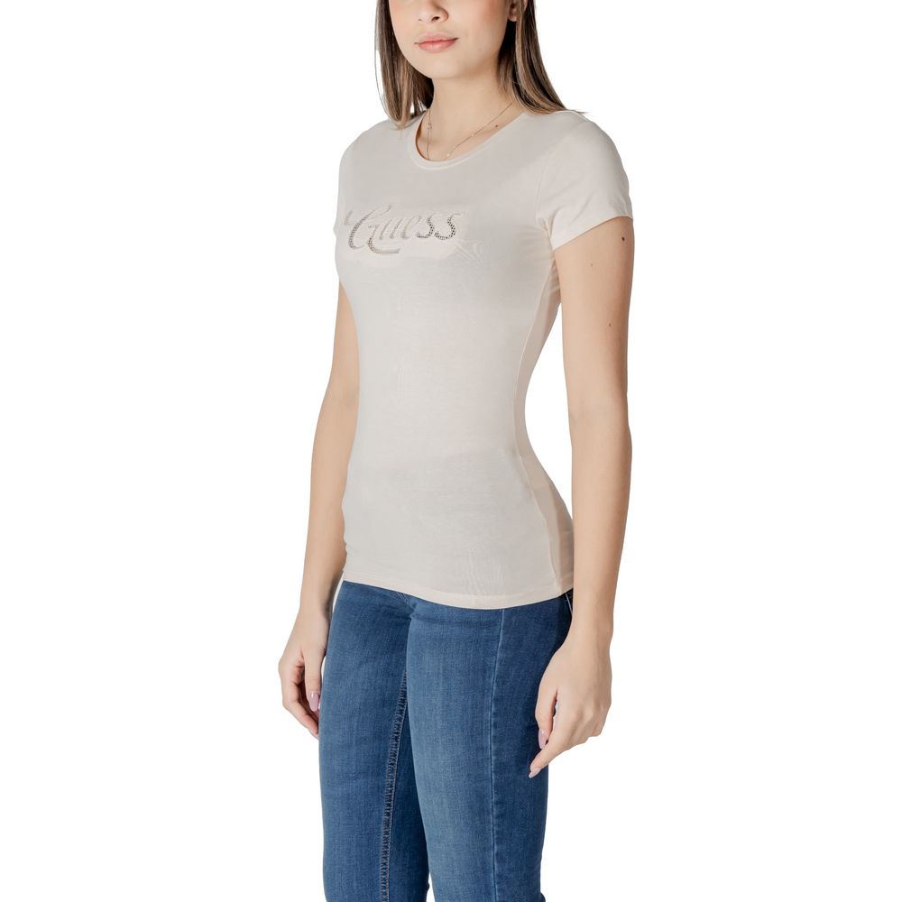 T-shirt en coton beige Guess
