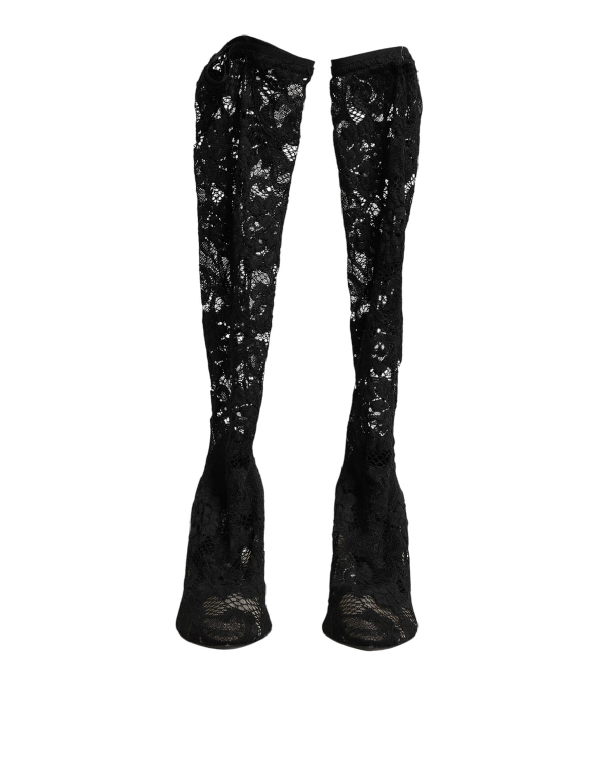 Dolce & Gabbana Taormina Black Lace Sock Boots