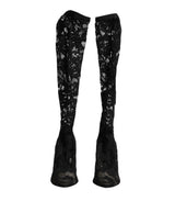 Dolce & Gabbana Taormina Black Lace Sock Boots