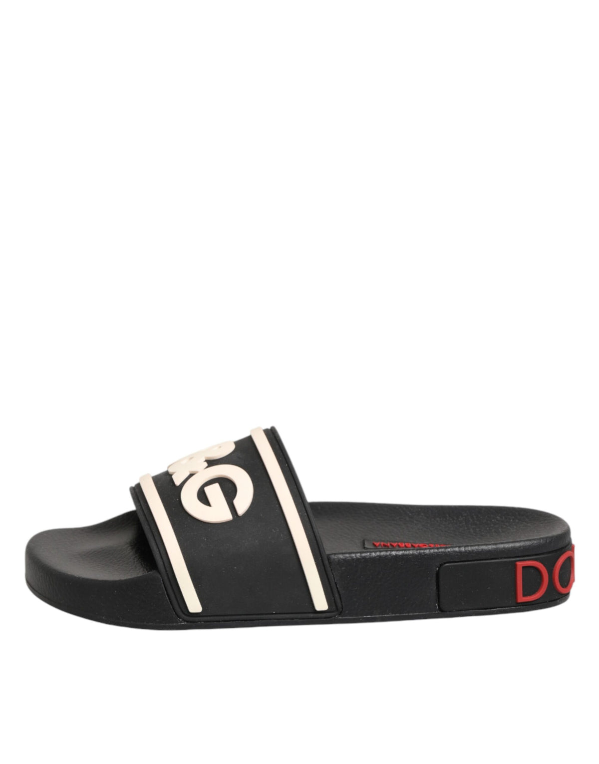 Dolce & Gabbana Black Rubber Slides Sandals for Beachwear