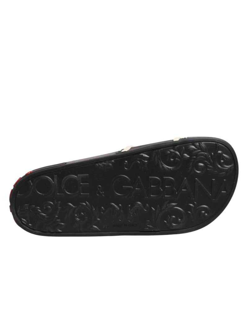 Dolce & Gabbana Black Rubber Slides Sandals for Beachwear