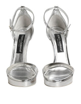 Sandales à plateforme en cuir argenté Dolce & Gabbana Keira