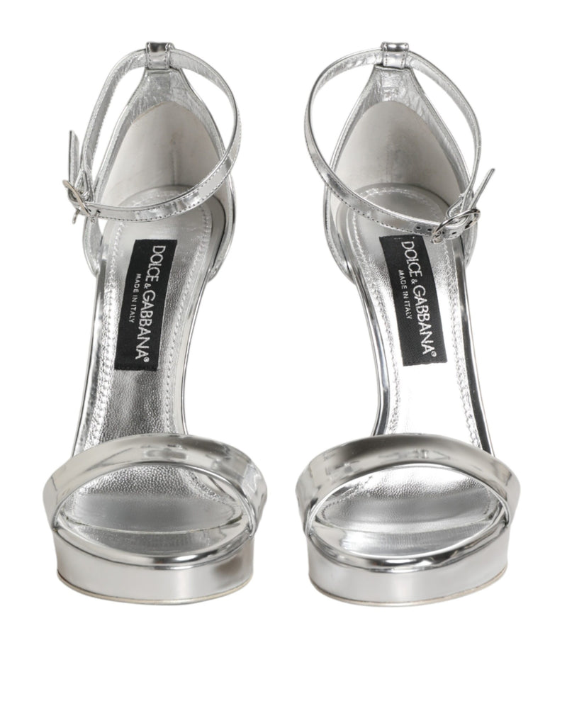 Sandales à plateforme en cuir argenté Dolce & Gabbana Keira