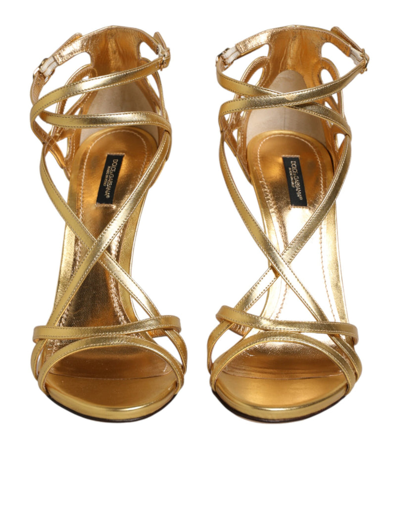 Dolce & Gabbana Keira Heels Sandals en Cuir Doré