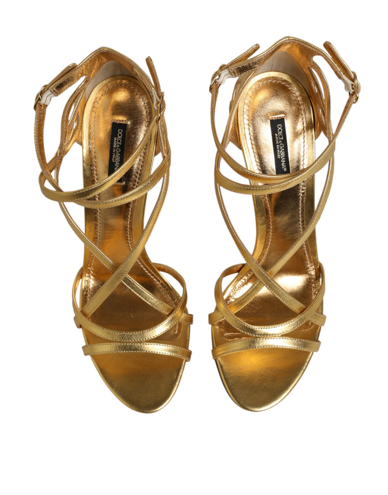 Dolce & Gabbana Keira Heels Sandals en Cuir Doré