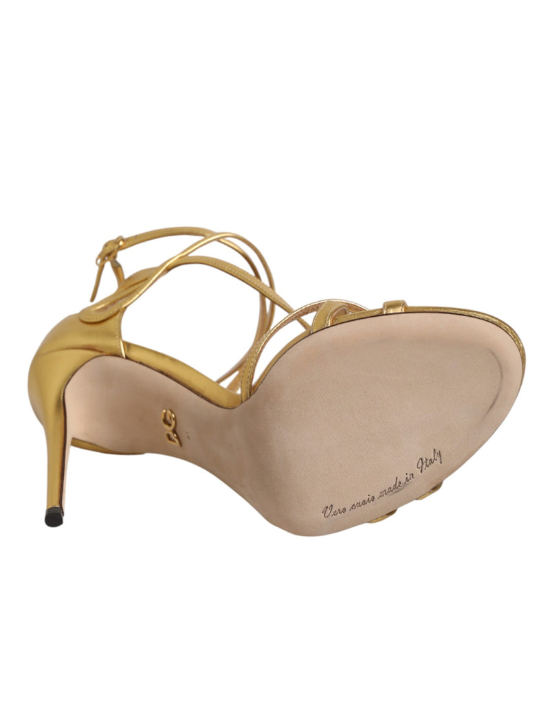Dolce & Gabbana Keira Heels Sandals en Cuir Doré