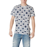 Antony Morato Blue Cotton T-Shirt with Logoed Metal Badge