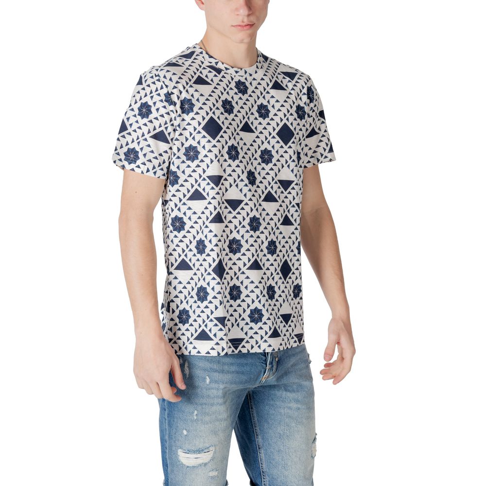 Antony Morato Blue Cotton T-Shirt with Logoed Metal Badge