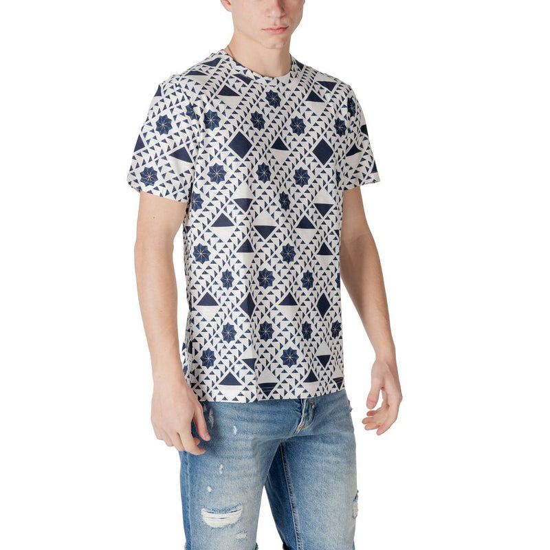 Antony Morato Blue Cotton T-Shirt with Logoed Metal Badge