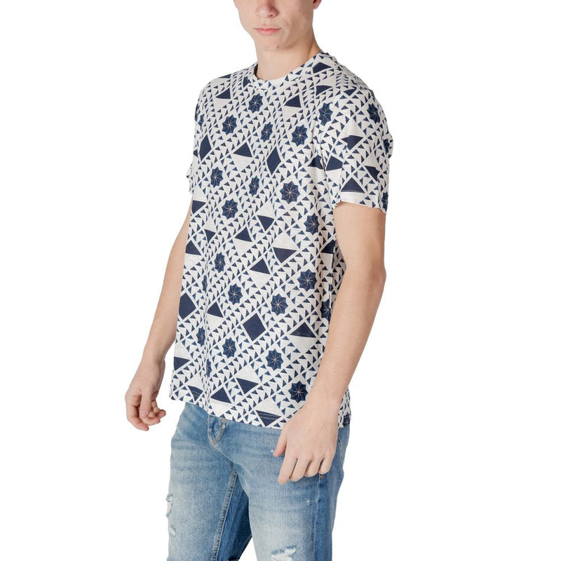 Antony Morato Blue Cotton T-Shirt with Logoed Metal Badge