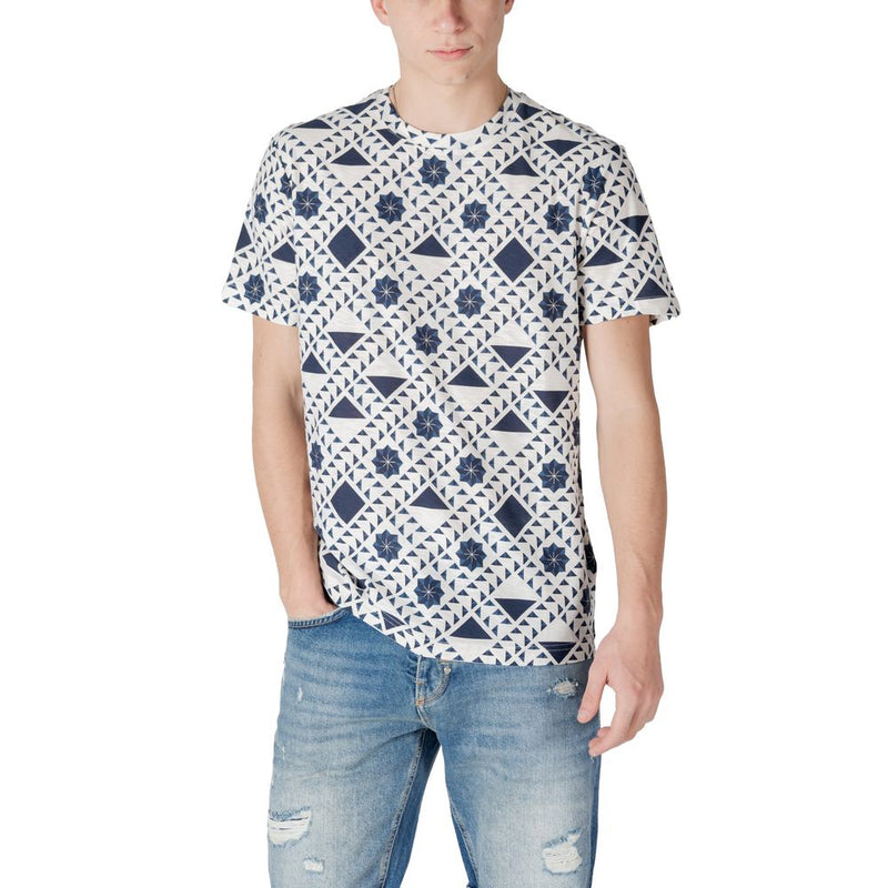 Antony Morato Blue Cotton T-Shirt with Logoed Metal Badge