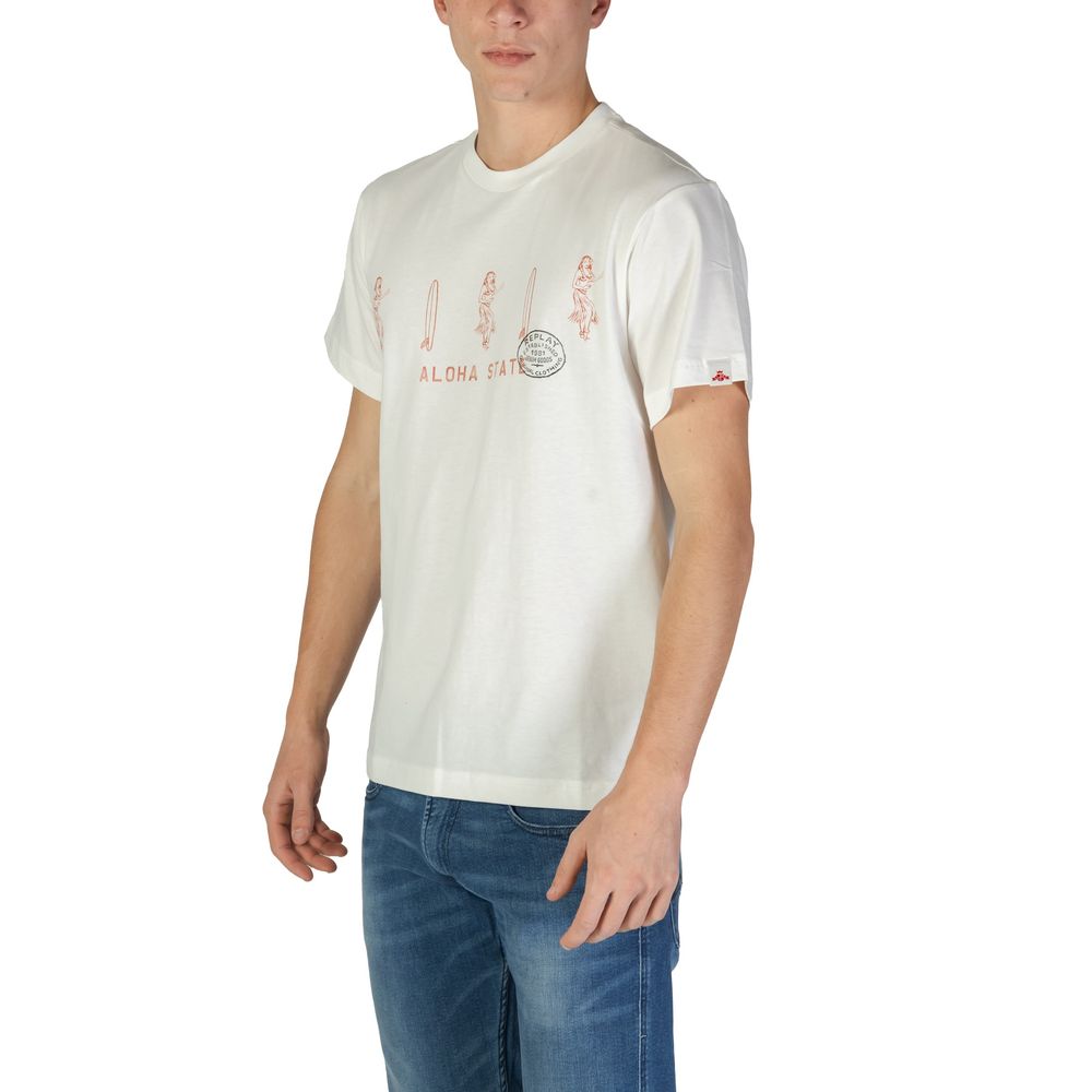 T-shirt en coton blanc Replay M3067.000.2660 pour homme