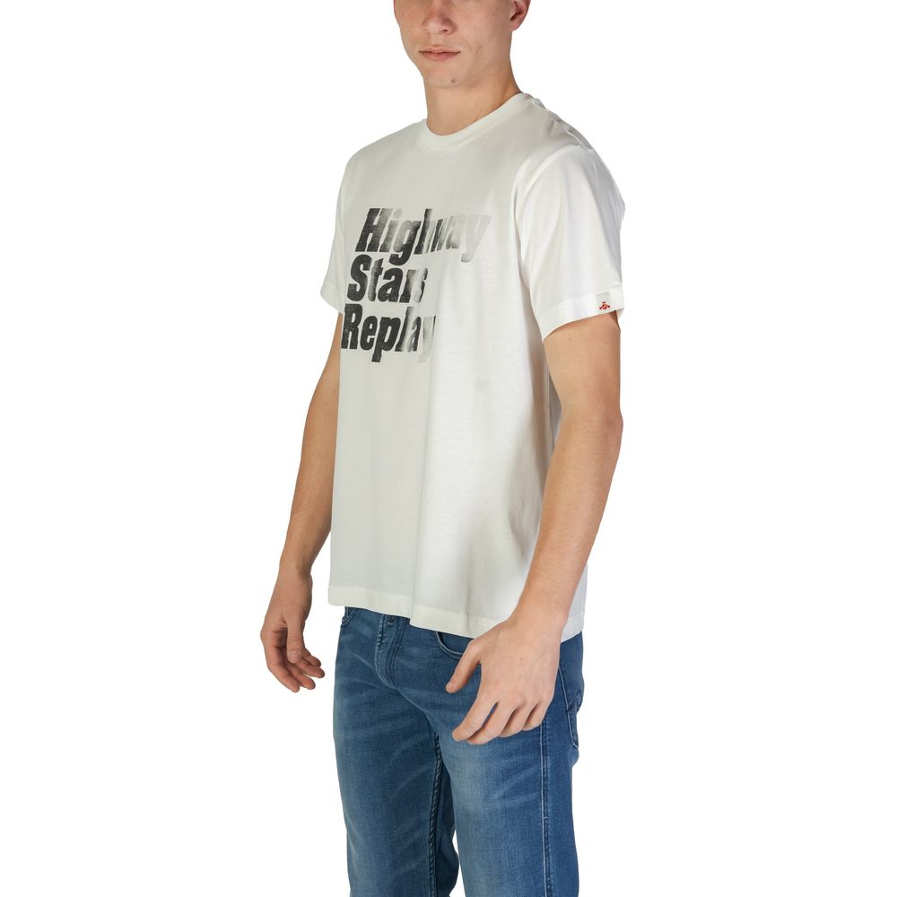 Replay M3035.000.2660 T-Shirt en Coton Blanc pour Homme
