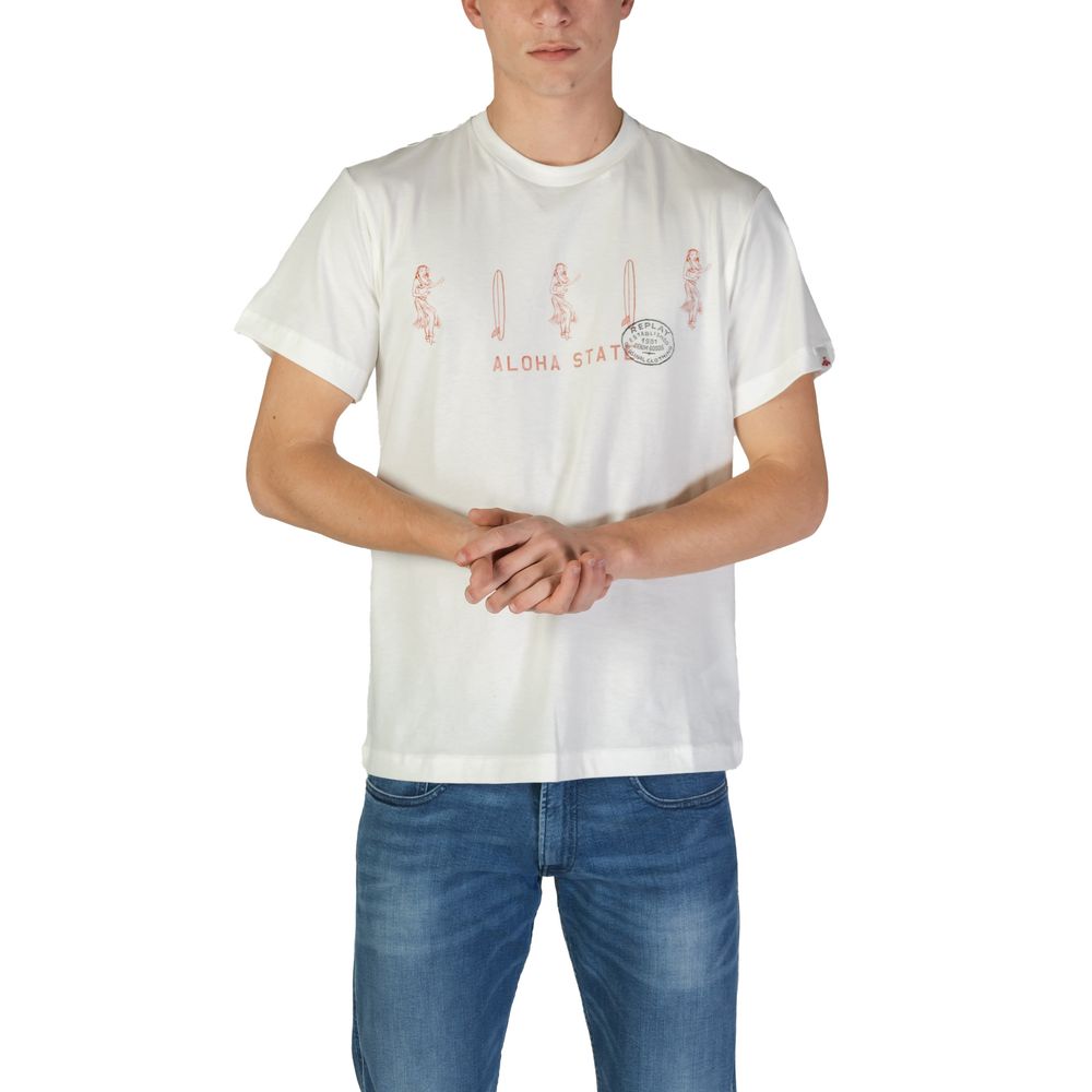 T-shirt en coton blanc Replay M3067.000.2660 pour homme